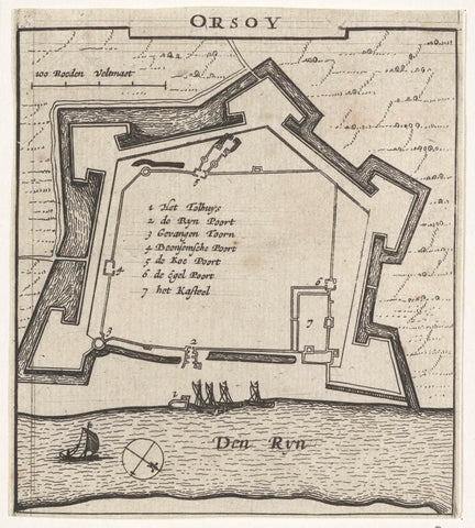 Map of Orsoy, 1631-1632, anonymous, 1632 - 1649 Canvas Print