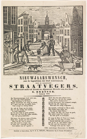 New Year's wish of the Amsterdam street sweepers, 1853, anonymous, 1852 - 1853 Canvas Print