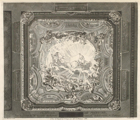 Ceiling of the cabinet of the Count of Bielinski, Pierre Alexandre Aveline, Juste Aurèle Meissonnier, 1738 - 1749 Canvas Print