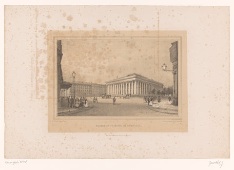 View of the Beursgebouw in Paris, Louis-Julien Jacottet, 1838 Canvas Print