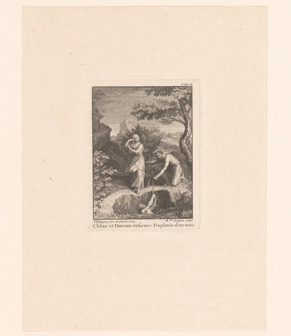 Daphnis Rescued from a Well by Chloë and Dorcon, Benoît Audran (I), 1718 Canvas Print