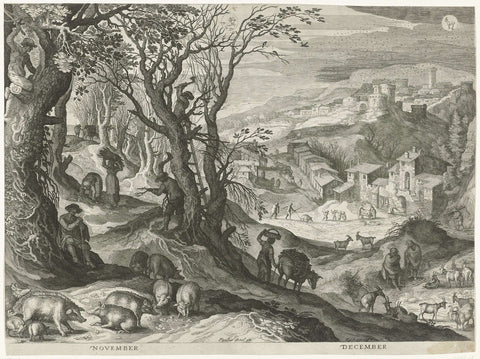 November en december, Aegidius Sadeler, 1615 Canvas Print