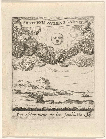 Landscape with moon, Albert Flamen, 1672 Canvas Print