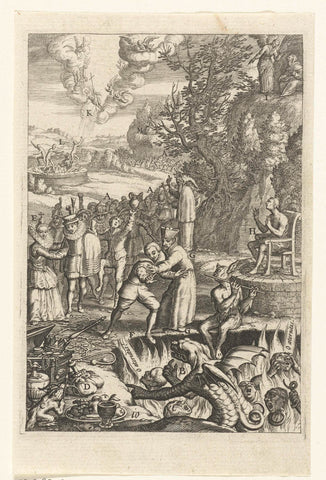 Emblem with bishop protecting a man from the temptations of a devil, Boetius Adamsz. Bolswert, 1620 Canvas Print