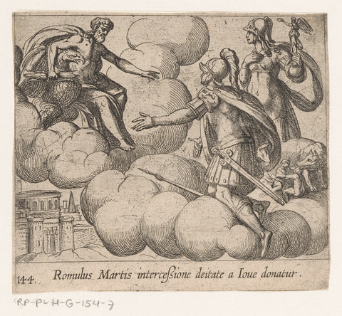 Mars begs Jupiter to make Romulus immortal, Antonio Tempesta, 1606 - 1638 Canvas Print