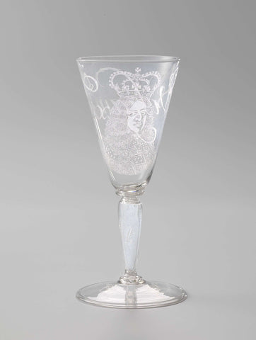 Wine glass with a portrait of King William III, anonymous, in or after 1690 - c. 1700 Canvas Print