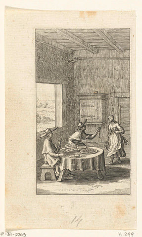 Willemynken complains about eating with a servant, Boëtius Adamsz. Bolswert, 1590 – 1627 Canvas Print