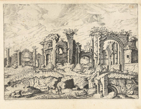 Fourth view of the ruins of the Palatine Hill, Johannes or Lucas van Doetechum (attributed to), 1561 Canvas Print