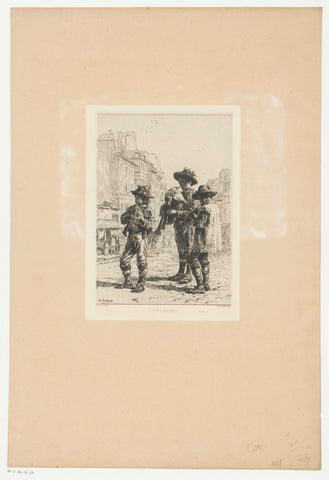 Three Italian street musicians (pifferari), Charles Emile Jacque, 1864 Canvas Print