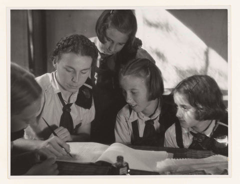 Girls of the Youth Storm write letters, Photo Service NSB, 1942 - 1944 Canvas Print