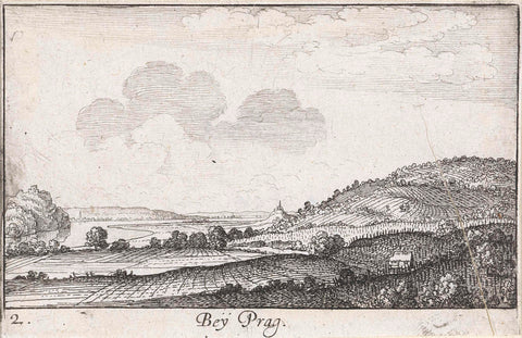 View of a landscape near Prague, Wenceslaus Hollar, 1635 Canvas Print