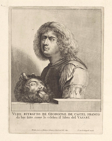 Portret van Giorgione, Wenceslaus Hollar, 1649 - 1651 Canvas Print