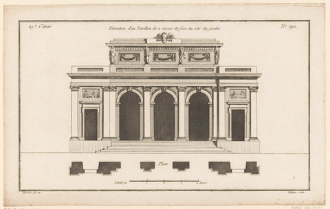 Façade with round arches and statues, Jean Pelletier, 1772 - 1779 Canvas Print