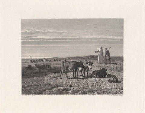 De Witte Heeren in Middelburg graze their cattle in the dunes, 1252, Willem Steelink (I), 1865 - 1870 Canvas Print