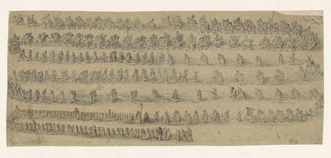 Long procession of riders and figures on foot, Gilles Neyts (possibly), 1633 - 1687 Canvas Print