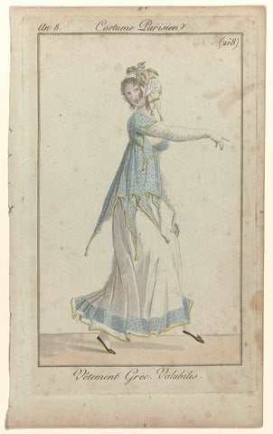 Journal des Dames et des Modes, Costume Parisien, 25 May 1800, Year 8 (218): Greek garment. Volubilis anonymous (1800) Canvas Print
