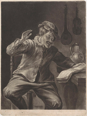 Het Gehoor: singing man, Jacob Gole, 1670 - 1724 Canvas Print