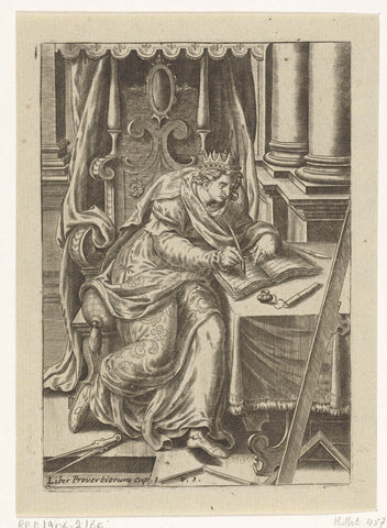 King Solomon writes the Book of Proverbs, Abraham de Bruyn, 1577 - 1583 Canvas Print