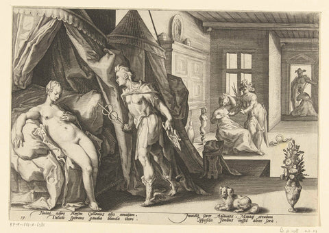 Mercurius in Herses kamer, Hendrick Goltzius (workshop of), 1590 Canvas Print