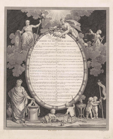 De rechten van de mens, afgekondigd op 31 januari 1795 in Den Haag, Theodoor Koning, 1795 Canvas Print