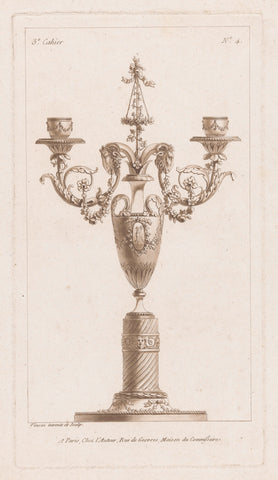 Girandole met caduceus, Claude Dominique Vinsac, 1759 - 1800 Canvas Print