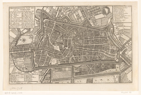 Map of the city of Utrecht, anonymous, 1758 - after 1780 Canvas Print