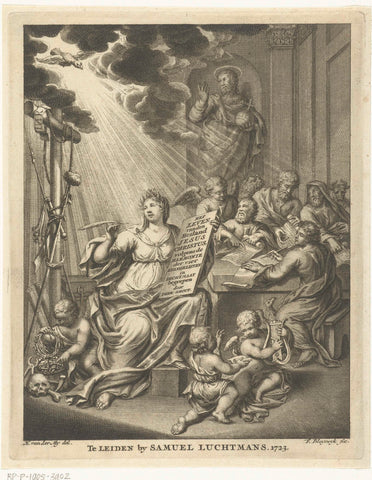 Allegory with female personification and four evangelists, François van Bleyswijck, 1723 Canvas Print