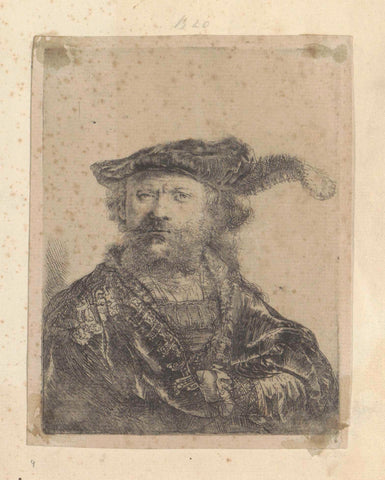 Self-portrait with plumed velvet beret, Rembrandt van Rijn, 1807 - 1808 Canvas Print