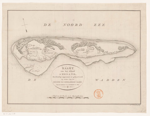 Map of Ameland, Daniël Veelwaard (I), 1809 Canvas Print