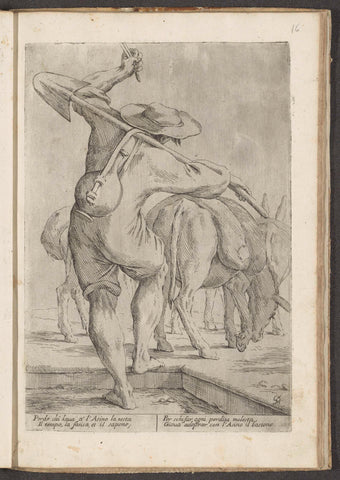 Donkey driver with its herd, Giuseppe Maria Mitelli, 1660 Canvas Print