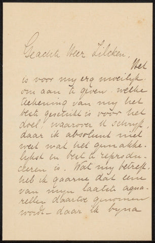 Letter to Philip Zilcken, Jan Voerman (1857-1941), 1900 Canvas Print