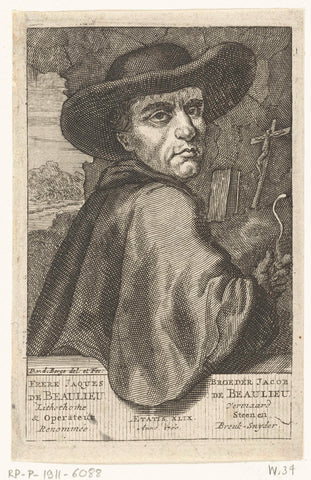 Portrait of frére Jaques de Beaulieu as hermit, Pieter van den Berge, 1700 Canvas Print