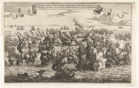 The two naval battles on Schoonevelt, 7 and 14 June 1673, anonymous, 1673 Canvas Print