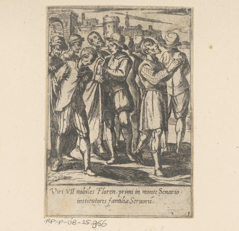 The seven founders of the serviette congregation, Antonio Tempesta, 1591 Canvas Print