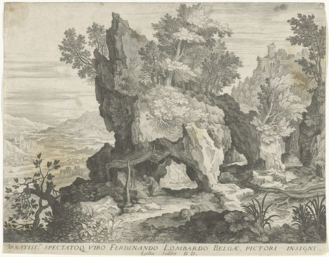 Rock Landscape with Saint Jerome, Aegidius Sadeler, 1580 - 1629 Canvas Print