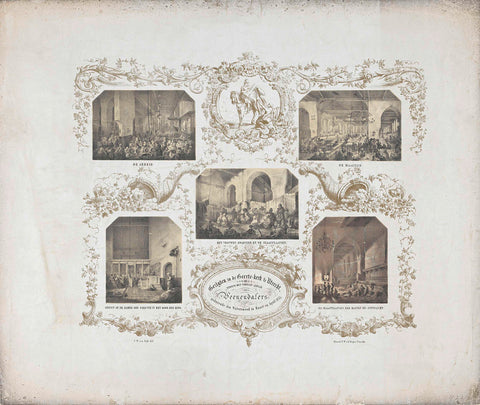 Gezigten in the Geerte-kerk in Utrecht, during the stay there of the Veenendalers, during the Floods in March and April 1855, anonymous, 1855 Canvas Print