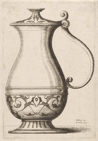 Ornamental jug with lid, Wenceslaus Hollar, 1645 - 1649 Canvas Print