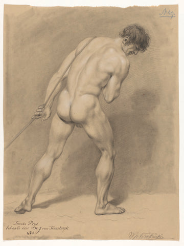 Standing male nude, seen on the back (2nd prize 1805), Wouter Johannes van Troostwijk, 1805 Canvas Print