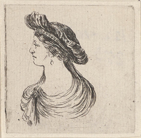 Woman with beret, in profile to the left, Stefano della Bella, 1620 - 1664 Canvas Print