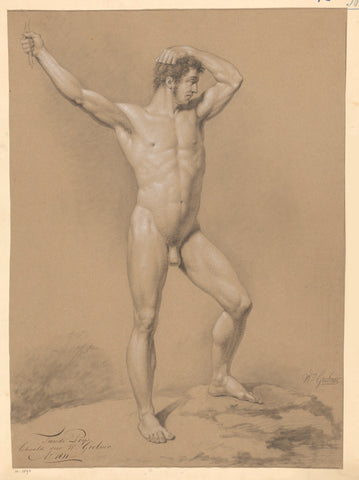 Standing male nude, seen from the front (2nd prize 1811), Willem Grebner, 1811 Canvas Print