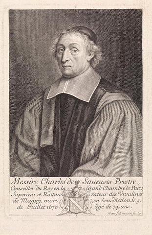 Portrait of Charles de Saveuses, Pieter van Schuppen, 1678 Canvas Print