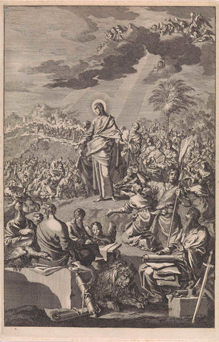 Sermon on the Mount with Christ and the Four Evangelists, Jan Luyken, 1703 Canvas Print