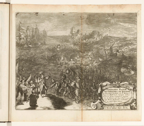 Night trip of the Spanish soldiers to Duiveland, 1575, Romeyn de Hooghe, 1670 - 1699 Canvas Print