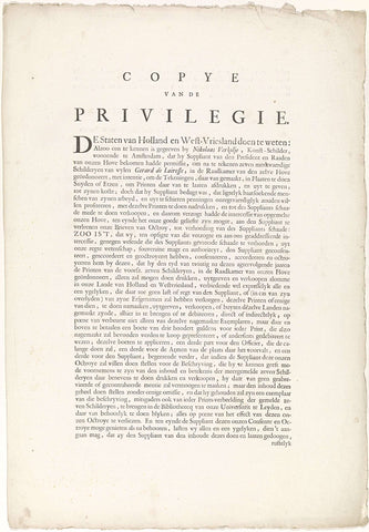 Text sheet with a copy of the privilege for drawing and publishing a print series after paintings by Gerard de Lairesse, Jacob Godefroy des H.R.R. van den Boetzelaer, 1737 Canvas Print