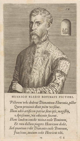 Portrait of the painter Henri met de Bles, Wierix (rejected attribution), 1572 Canvas Print