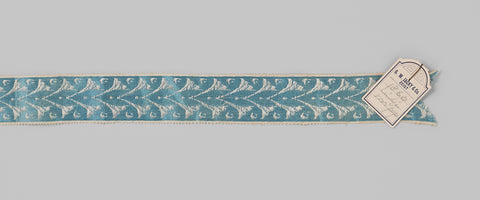 Ribbon of blue (chain) and white (weft) silk; on a blue background a continuous pattern in white is applied, anonymous, c. 1785 - c. 1800 Canvas Print