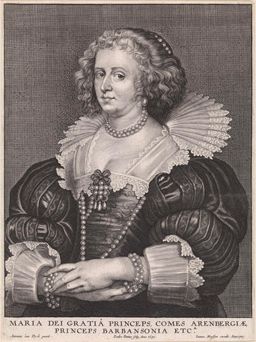 Portrait of Maria de Barbançon, Princess of Arenberg, Paulus Pontius, 1645 Canvas Print