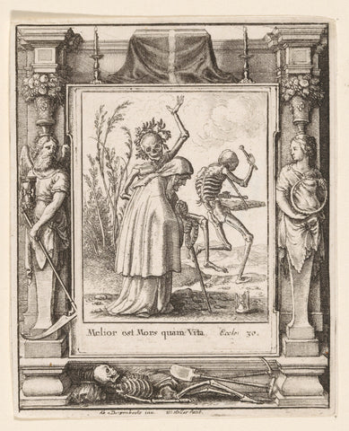 De oude vrouw en de Dood, Wenceslaus Hollar, 1651 Canvas Print