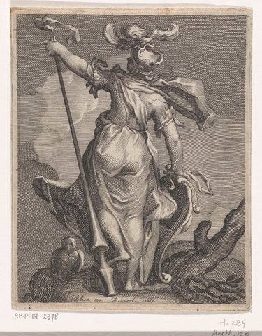 Minerva with armor and owl, Boetius Adamsz. Bolswert, 1610 - 1614 Canvas Print