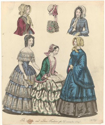 The World of Fashion, december 1847 : The London and Paris Fashions, anonymous, 1847 Canvas Print